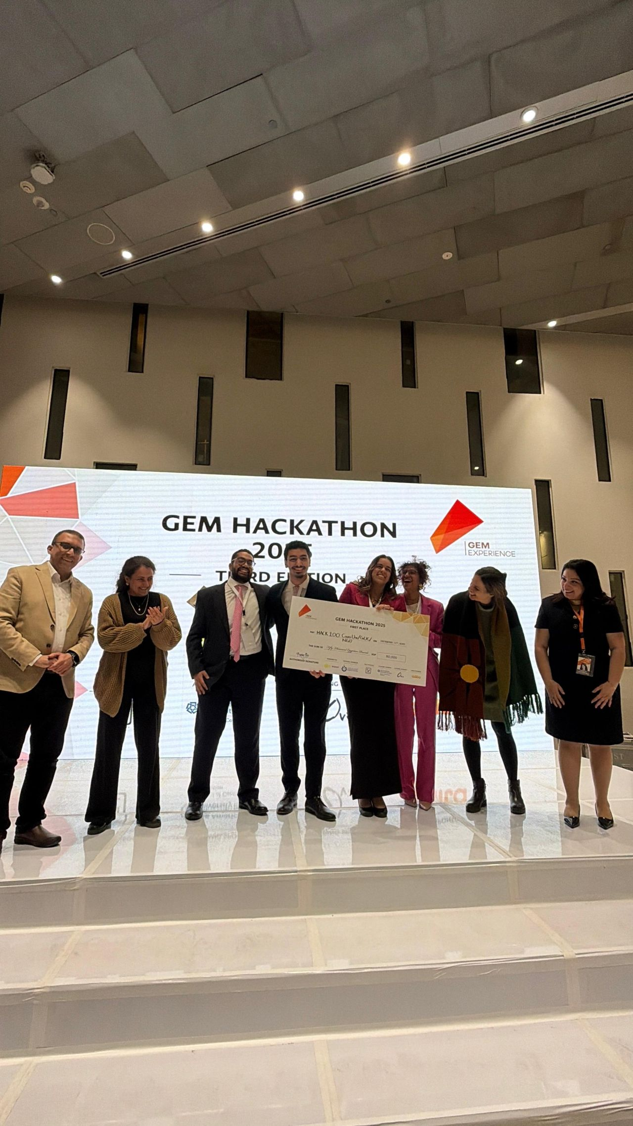 GEM Hackathon — Team HACK100, 1st place ceremony